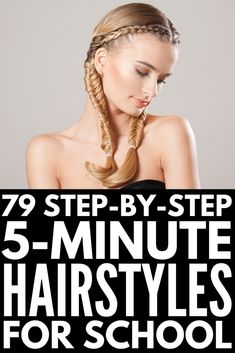 One Minute Hairstyles, Hair Braids Tutorials, School Hairdos, Fast Easy Hairstyles, Running Late Hairstyles, Five Minute Hairstyles, 5 Minute Hairstyles, Medium Hair Styles For Women, Second Day Hairstyles