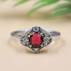 D E S C R I P T I O N  ✦Main Stone :- Red Garnet ✦Shape :- Oval ✦Cut :- Faceted ✦Color :- Red ✦Metal :- 925 Sterling Silver ✦Natural :- Yes  ✦Finish :- Rose Gold, Gold, Silver, Black    Every item will be delivered with a nice gift box Customization is available, We can also make it with 14k, 18k solid gold (white or yellow or rose) and diamond accent stone, just feel free to contact us. IMPORTANT: * Customer service is available 7 days a week * For wholesale discounts Feel free to contact us * Vintage Red Birthstone Rings, Vintage Red Ring For Anniversary, Vintage Red Ruby Birthstone Ring, Vintage Red Birthstone Promise Ring, Red Vintage Birthstone Promise Ring, Vintage Ruby Ring For Anniversary, Vintage Red Ruby Ring Birthstone, Vintage Red Ruby Ring With Birthstone, Red Vintage Crystal Promise Ring