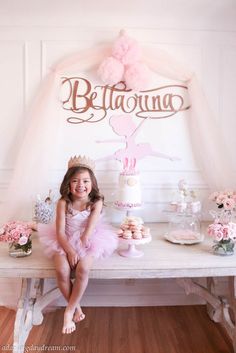 Ballerina birthday party and DIY ballet bar. | Bella's Ballerina and unicorn 4th birthday party. It's filled with so many DIY's including a ballet bar and tulle pom poms, matte balloon garland. A Darling Daydream Ballerina 4th Birthday Party, Ballerina 5th Birthday Party, Ballerina 1st Birthday Party, Ballet Themed Birthday Party, Ballet Party Ideas, Unicorn 4th Birthday Party, Ballet Birthday Party Ideas, Matte Balloon Garland, Ballerina Themed Birthday Party