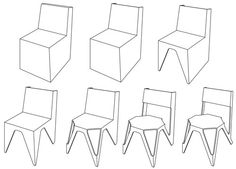 six chairs are shown in different positions