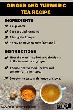 ginger and turment tea recipe with instructions on how to use it in the kitchen