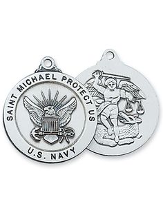 Sterling Silver St. Michael Navy Medal with 24 Silver Tone Chain St. Michael Medal  St. Michael Medal Necklace St Michael Prayer, St Michael Medal, St Michael Pendant, Pope John Paul Ii, Saints Medals, Military Gifts, Military Men, Rose Gold Jewelry, St Michael