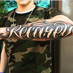 a man with a tattoo on his arm that says korowon in cursive writing