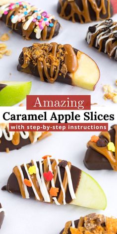 caramel apple slices with step by step instructions