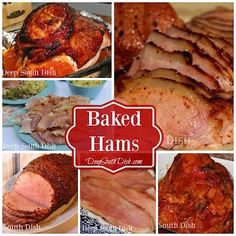 baked hams collage with the words baked hams