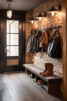 Industrial Entryway Ideas, Entryway Industrial, Mudroom Ideas Entryway, Ideas Entryway, Home Entrances, Country Kitchen Ideas, Garage Bathroom, Entryway Decor Ideas, Mudroom Decor