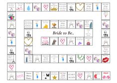 a board game with the words bride to be written in different colors and symbols on it