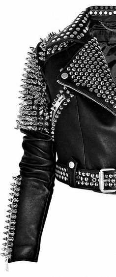 . Clothing Alterations, Studded Leather Jacket, Biker Leather Jacket, Studded Jacket, Burberry Prorsum, Cooler Look, New Rock