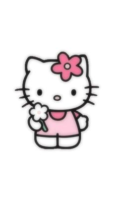 hello kitty holding a flower in her hand