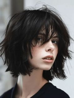 31 Short Bob Hairstyles with Bangs for a Fresh Look Chin Length Hair Thick Wavy, Short Hairstyle With Long Bangs, Long In The Back Short In The Front Hair, Short Haircuts Ideas For Women, Japan Hairstyle Short, Long Bob With Wispy Bangs, Layered Bob With Bangs Fine Hair, Dream Hair Short, Short Cool Haircuts