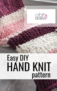 Chunky Chenille Finger Knit Blanket Pattern - Easy DIY Loop Stitch Throw by Off By Heart Design Transform your home decor with this cozy and stylish chunky chenille blanket pattern! Designed by Off By Heart Design, this finger-knit blanket is perfect for beginners and seasoned knitters alike. Using only your fingers and soft chenille yarn, you'll create a beautiful blanket that will add warmth to any room. Pattern Features: - Skill Level: Beginner - No needles required! - Finished Size: Approximately 44" x 70" - Materials Needed: Chunky chenille yarn in Vintage White, Plum Purple, Soft Pink (detailed amounts provided below), scissors - Techniques: Standard loop stitch Why You'll Love This Pattern: - Easy to Follow - Stylish Design: Santa's new favourite blanket for Christmas!  - Customizab Chenille Blanket Pattern, Knit Blanket Pattern Easy, Finger Knit Blanket, Chunky Chenille Blanket, Easy Blanket Knitting Patterns, Knit Blanket Pattern, Finger Knit, Loop Stitch, Hand Knitting Diy