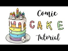 a cake with candles on top and the words comic cake tutor written in front of it