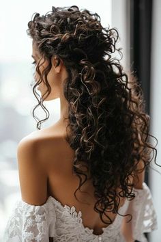 NATURAL WEDDING HAIRSTYLES FOR EVERY BRIDE Curly Brown Wedding Hair, Long Curly Wedding Hair With Veil, Bride Hairstyles For Curly Hair Natural Curls, Wedding Hair Curly Down, Long Curly Wedding Hairstyles, Formal Hairstyles For Curly Hair, Wavy Wedding Hairstyles, Natural Curly Hair Hairstyles, Curly Hairstyles Wedding