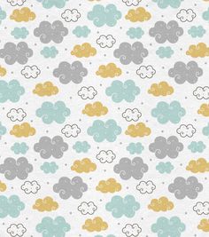 an image of a pattern with clouds on white paper and blue, yellow and gray colors