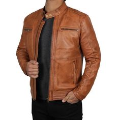 Description: Maintain a top-class style with comfort by wearing a classic brown leather jacket with a sleek modern design. Moreover, this leather biker jacket has a soft viscose lining, elastic embedded at the bottom, designed to fit you better. The unique style of this brown leather jacket can never go unnoticed! The jacket is made of premium natural leather, and its high-quality stitching makes it a perfect leather biker jacket. So, why wait? Shop this brown leather jacket now and get a 40% di Brown Leather Biker Jacket, Biker Jacket Men, Classic Brown, Brown Leather Jacket, Leather Biker Jacket, Biker Jacket, Natural Leather, Real Leather, Unique Style