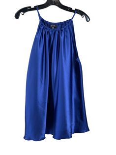 Brand: NICOLE MILLER Style: TOP SLEEVELESS Color: BLUE Size: M SKU: 186-186299-2095 CONDITION: GENTLY USED Blue Camisole Tank Top For Party, Blue Tank Top For Party, Blue Camisole Tank Top For Night Out, Blue Sleeveless Blouse For Night Out, Blue Tank Tops For Night Out, Designer Flats, Scarf Belt, Blue Top, Nicole Miller