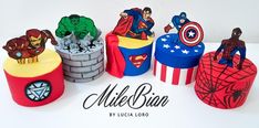 the cake is made to look like superheros