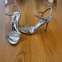 Badgley Mischka Bejeweled Heels. Worn Once. Excellent Condition. Tiny Scuffs As Pictured. Beautiful Detail. Perfect For A Night Out Or An Event. Bejeweled Heels, Badgley Mischka Shoes, Badgley Mischka, Shoes Women Heels, Night Out, Shoes Heels, Size 6, Women Shoes, Heels