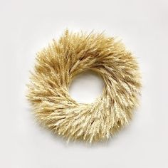 Blonde Wheat Wreath. Handmade to Order! This fresh wreath is simplistic, minimalistic, and beautiful! Suitable for indoor and outdoor use. Made with blonde wheat. (zoomed out image) Wheat Wreath, Summer Moments, Over The Door Hanger, Dried Wheat, Dried Wreath, Natural Wreath, Golden Wheat, Natural Blonde, Bountiful Harvest