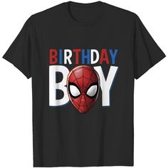 Spiderman Birthday Boy T-shirt Novelty Graphic Print Birthday T-shirt, Novelty Graphic Print T-shirt For Birthday, Novelty Birthday T-shirt With Crew Neck, Birthday Graphic Tee With Funny Text, Funny Graphic Print T-shirt For Birthday, Slogan T-shirt For Birthday Gift, Spiderman Birthday, Birthday Boy, Boys T Shirts