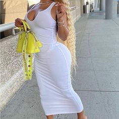 Long Bodycon Tshirt Dress Tight Long Dress, Bodycon Tank Dress, Ruffle Bodycon, 70s Aesthetic, Baddie Fits, Pencil Skirt Dress, Perfect Prom Dress, Bodycon Maxi Dresses, Billionaire Lifestyle