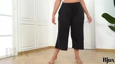 Bjux - Stylish Womens Elastic Waist Wide Leg Capris Pants with Pockets for Casual and Sports Activities Casual Stretch Capri Length Pants, Casual Stretch Capri Length Bottoms, Sporty Relaxed Fit Capris With Elastic Waistband, Casual Capri Bottoms With Elastic Waistband, Sporty Relaxed Fit Capris, Casual Capri-length Bottoms With Elastic Waistband, Casual Stretch Wide Leg Capris, Casual Relaxed Fit Activewear Capris, Sporty Relaxed Fit Capris For Summer