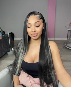 Highlight Lace Front Wig, Black And Grey Hair, Frontal Wig Hairstyles, Quick Weave Hairstyles, Cute Box Braids Hairstyles, Blonde Lace Front Wigs, Wig Human Hair