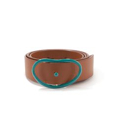 Wide Georgia Belt in Tan and Enameled Teal. Classic tan leather wide belt with teal-colored enamel buckle. Horsebit Belt, Hoop Charms, Classic Brides, Wide Leather Belt, Fall Accessories, Wide Belt, Fine Earrings, Fall Shopping, Belt Size