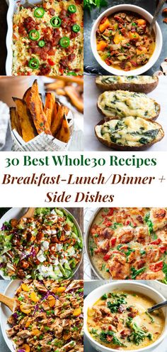 30 best wholeso recipes for breakfast - lunch / dinner + side dishes