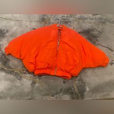 Brand New Mommy & Me Orange Bomber Jackets. Spring Puffer Windbreaker With Long Sleeves, Spring Long Sleeve Puffer Windbreaker, Trendy Orange Outerwear, Trendy Orange Outerwear For Streetwear, Trendy Orange Streetwear Outerwear, Oversized Orange Outerwear For Spring, Spring Oversized Orange Outerwear, Trendy Orange Outerwear With Pockets, Orange Hooded Outerwear For Spring