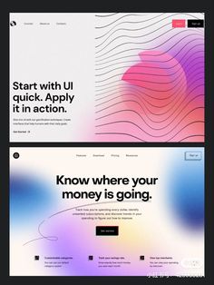 two different webpages, one with an abstract background and the other with text