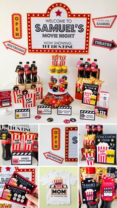 a movie themed birthday party with popcorn and snacks