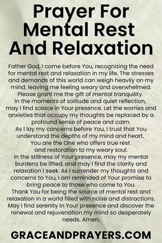 prayer for mental rest and relaxation