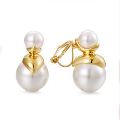 PRICES MAY VARY. Pearl Clip On Earrings: These gold pearl clip earrings are stylish and elegant the perfect pair of simple clip earrings that will still stand out Non-Pierced Pearl Earrings:pearl clip on earrings are designed for non-pierced ears and can be worn by anyone with or without piercings. Pearl Earrings clip is safe and hypoallergenic, the clip is protected by white soft glue and is comfortable to wear Pearl Earrings Clip Stud: The double gold pearls clip stud are lightweight, designed Double Pearl Earrings, Non Pierced Earrings, Wear Pearls, Freshwater Pearl Jewelry, Gold Clips, Earrings Clip, Hypoallergenic Jewelry, Pearl Earring, Earrings Pearl