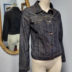 Denim Jacket With Dark Wash And Western Style By Gap From Their 1969 Limited Edition Line. Tagged Size Small. Good Used Condition. See Photos For Details. Please Comment Below With Any Questions. *Many Of Our Items Come From Estate Sales Or Other Sources, Which Means We Do Not Know Their History. We Do Not Automatically Launder Or Clean Items That Are Vintage Because We Do Not Want To Damage Them. We Also Do Not Launder Or Clean Items That Are "New With Tags" Or "New In Package", As We Do Not Wa Fitted Spring Denim Jacket By Gap, Fitted Long Sleeve Denim Jacket By Gap, Western Denim Jacket, Gap Jacket, Estate Sales, Western Style, Limited Editions, Jean Coat, Western Fashion