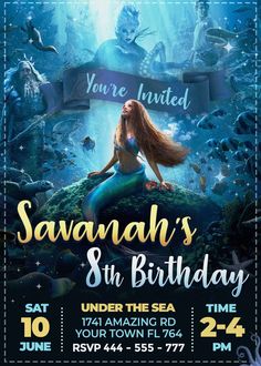 the little mermaid birthday party flyer