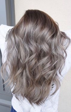 Love this hair color! Ooooh sultry. @kariechic for more Inspo Ashy Blonde All Over Color, Blonde Hair With Dark Lowlights Straight, Frost Color Hair, Ash Taupe Hair Color, Oyster Hair Color, Mushroom Brown Blonde Hair, Smokey Light Brown Hair, Icy Ash Brown Hair, Solid Dark Ash Blonde Hair