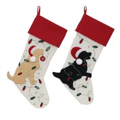 two christmas stockings with dogs on them