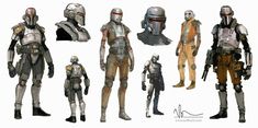 some sci - fi characters are standing in different poses