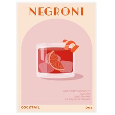 a poster with an orange slice on top of a glass filled with liquid and garnish