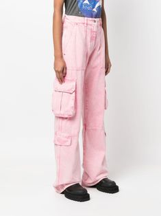 Find MSGM Bleached-effect Wide-leg Cargo Jeans on Editorialist. light pink cotton denim bleached effect high-waisted belt loops logo patch to the rear front button and zip fastening two side cargo pockets two side slash pockets two rear flap pockets two side flap pockets wide leg floor-length Pink High-waist Cargo Jeans With Pockets, Pink High Waist Cargo Jeans, High Waist Pink Cargo Jeans With Side Pockets, Pink Utility Cargo Jeans With Side Pockets, Pink Denim Bottoms With Cargo Pockets, Pink Denim Cargo Bottoms, Casual Pink Denim Cargo Jeans, Pink Wide Leg Cargo Jeans For Summer, Pink Cargo Pocket Cotton Jeans