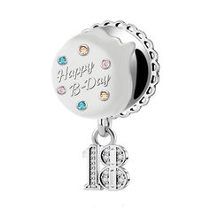 PRICES MAY VARY. The 18th Happy Birthday Cake charm bead compatible with Pandora charms bracelet, perfect fit for both pendant necklace and charms bracelet. Hole Size is 4.8-5mm, which can pass through most European bracelets. The Best Gifts for her, women, mum, sister, nan, best friends, daughter, wife, auntie, friend, granddaughter, grandma, family, dad, friend, couples, teenage s, teachers and the ones you love. Ideal Gifts for all occasions like Birthday, Christmas, Mother's Day, Valentines Pandora Charms Bracelet, Charms For Bracelets, Birthday Bracelet, Happy Birthday Cake, Charms Bracelet, Best Gifts For Her, Happy B Day, Happy Birthday Cakes, Pandora Bracelets