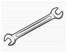 a wrench on lined paper