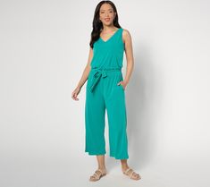 Jump on the jumpsuit trend... Wide cropped legs and an easy breezy sleeveless top give this belted beauty a carefree casual style that exudes comfort and confidence simultaneously. We predict that this fashion statement is here to stay! From Denim & Co.® Fashions. Easy Breezy, Wide Leg Jumpsuit, Fashion Statement, Casual Style, Dress Skirt, Sleeveless Top, Wide Leg, Fashion Dresses, Jumpsuit