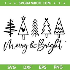 merry and bright christmas tree svg files