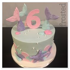 Small Mermaid Cake, Simple Mermaid Birthday Cake, Tails Cake, Birthday Cake Mermaid, Cake Mermaid, Birthday Party Mermaid, Mermaid Birthday Cake