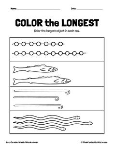 color the longest worksheet for kids to learn how to draw and paint