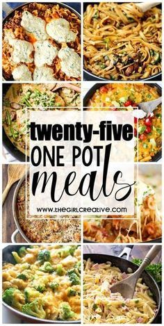 twenty - five one pot meals with text overlay