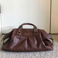 Leather Coach Ashley Satchel In Excellent Condition-Hardly Used- Larger Size Ashley 15in Wide X 11in Tall X 7.5in Deep- Small Ink Mark Inside Shown In Picture Otherwise Perfect Condition. Only Used Once Or Twice. Leather Coach, Brown Silver, Satchel Purse, Leather Satchel, Coach Bags, Satchel, Bag Lady, Purse, Leather