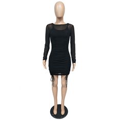 Black Mesh Pleated Long Sleeve 2pcs Bodycon Dress Dresses Bodycon, Bodycon Dresses, Black Mesh, Women Dresses, Bodycon Dress, Mesh, Long Sleeve, Dresses, Black